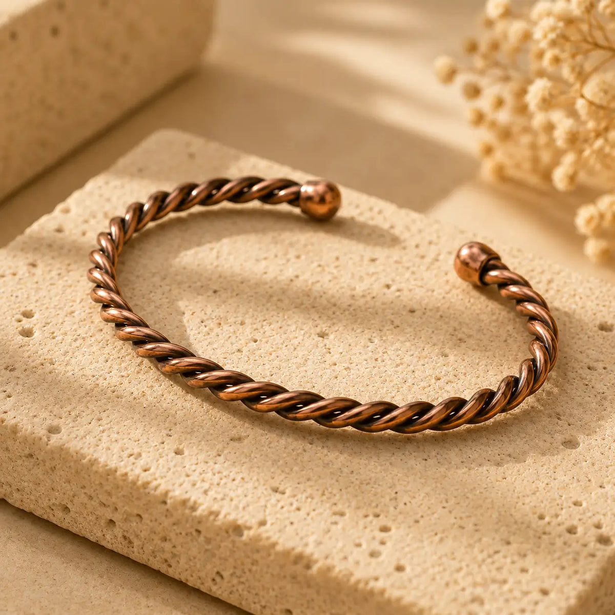 Bracelet Cuivre Rouge Torsadé Élégant
