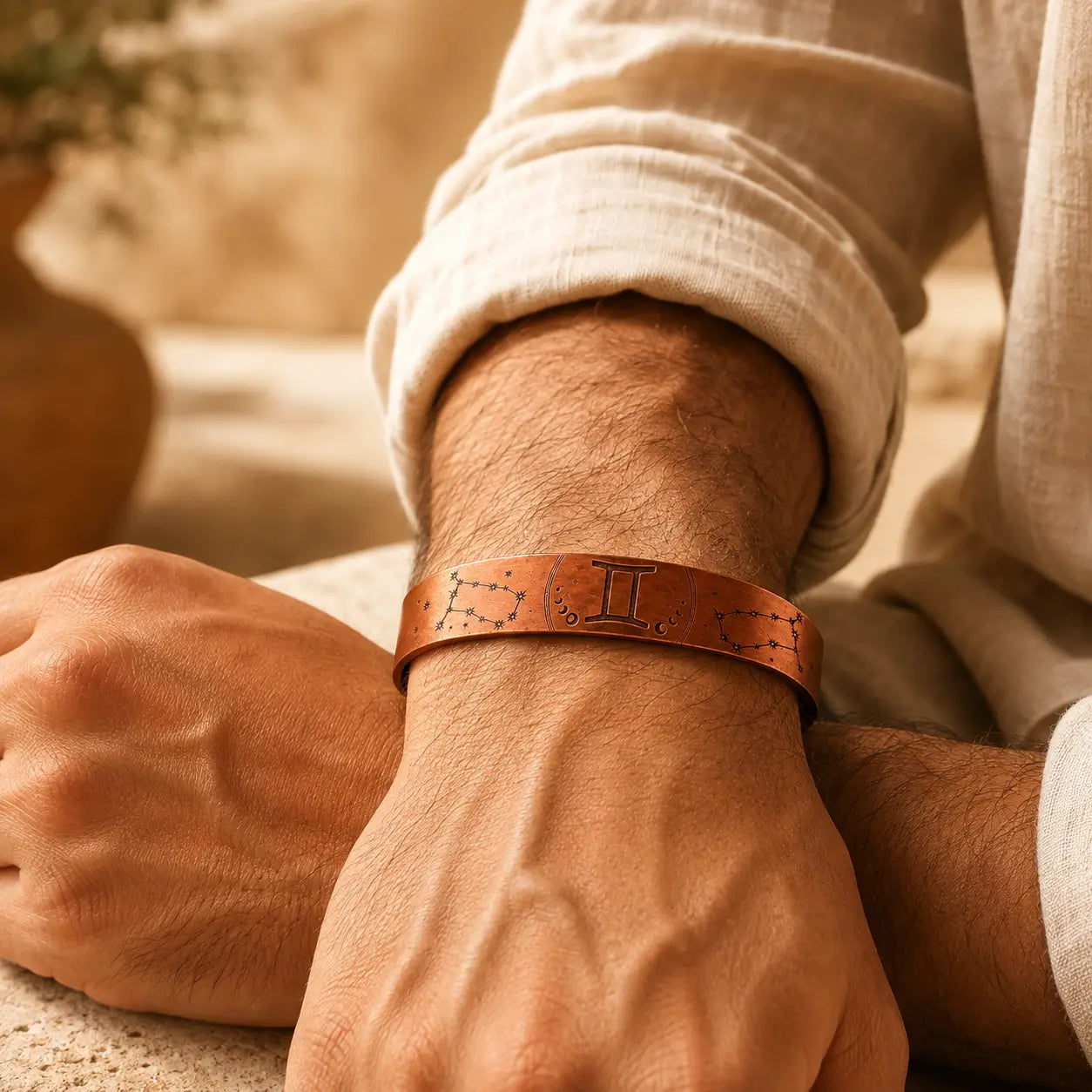 Bracelet Zodiaque Gémeaux en Cuivre Rouge