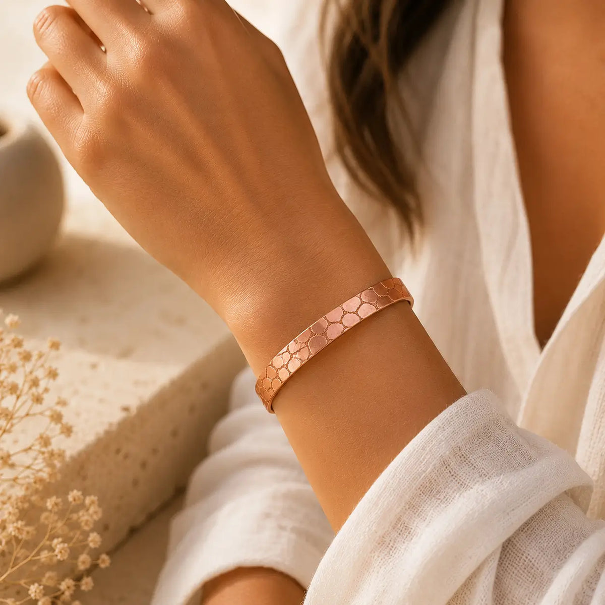 Bracelet Cuivre Martelé Premium