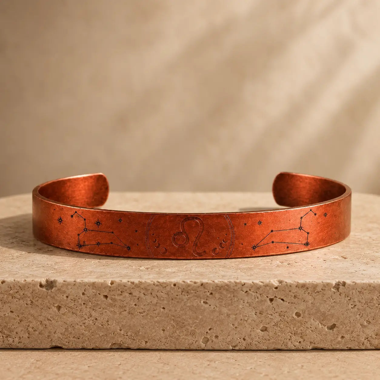 Bracelet Zodiaque Lion en Cuivre Rouge