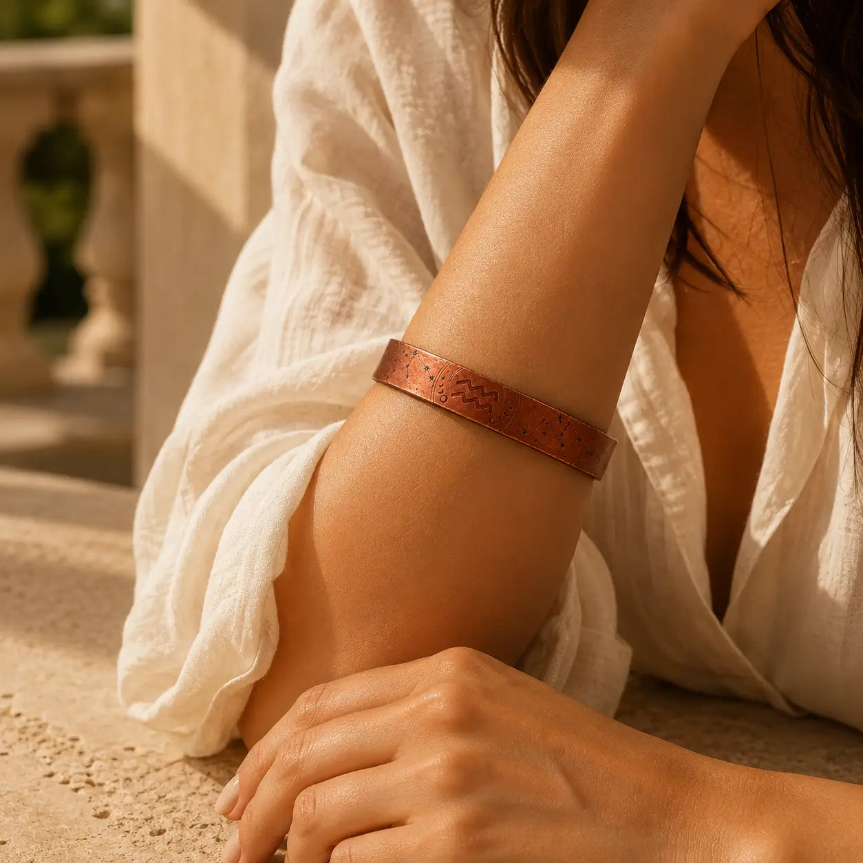 Bracelet Zodiaque Verseau en Cuivre Rouge