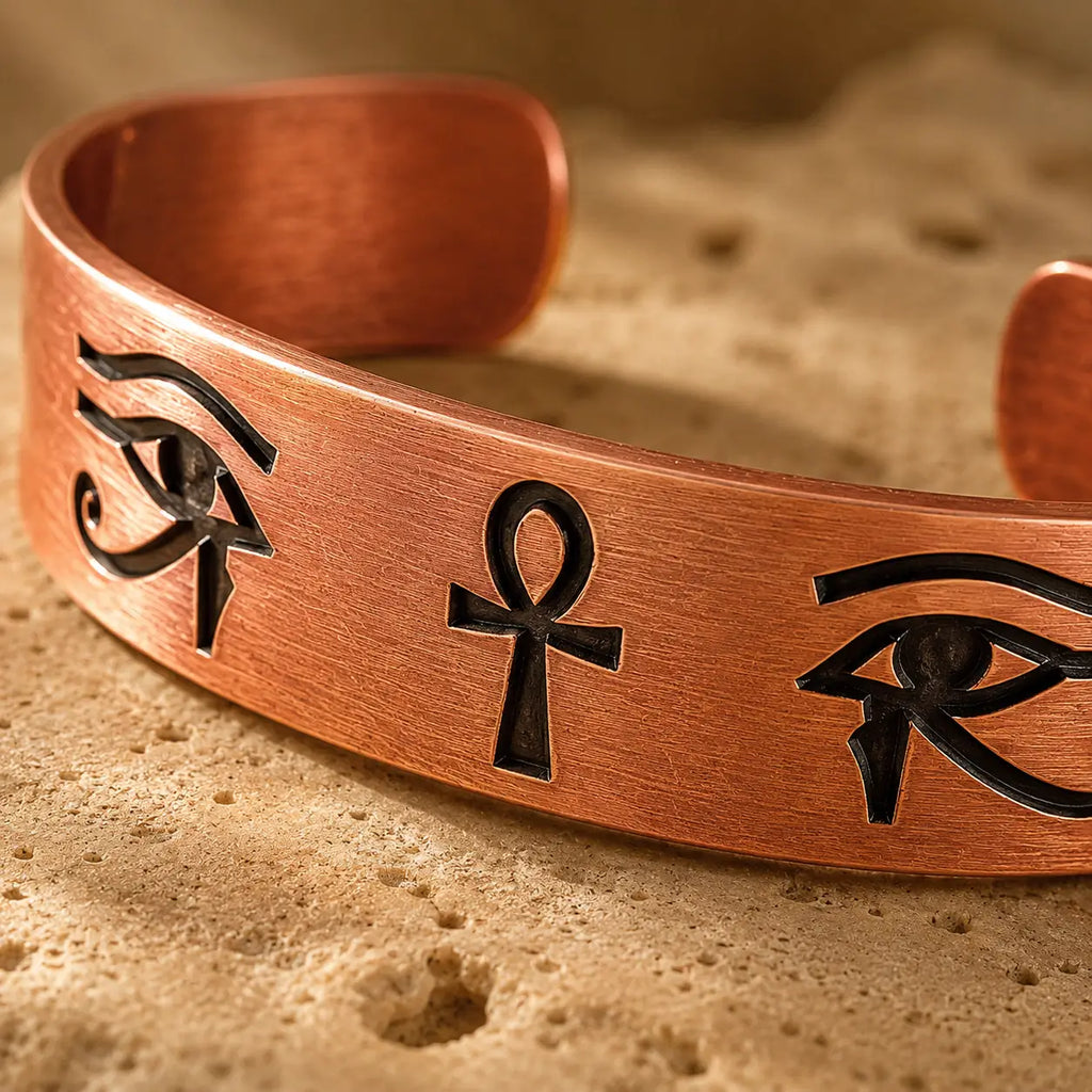 Pack Héritage d’Horus — 2 Bracelets en Cuivre Rouge + Bague Offerte