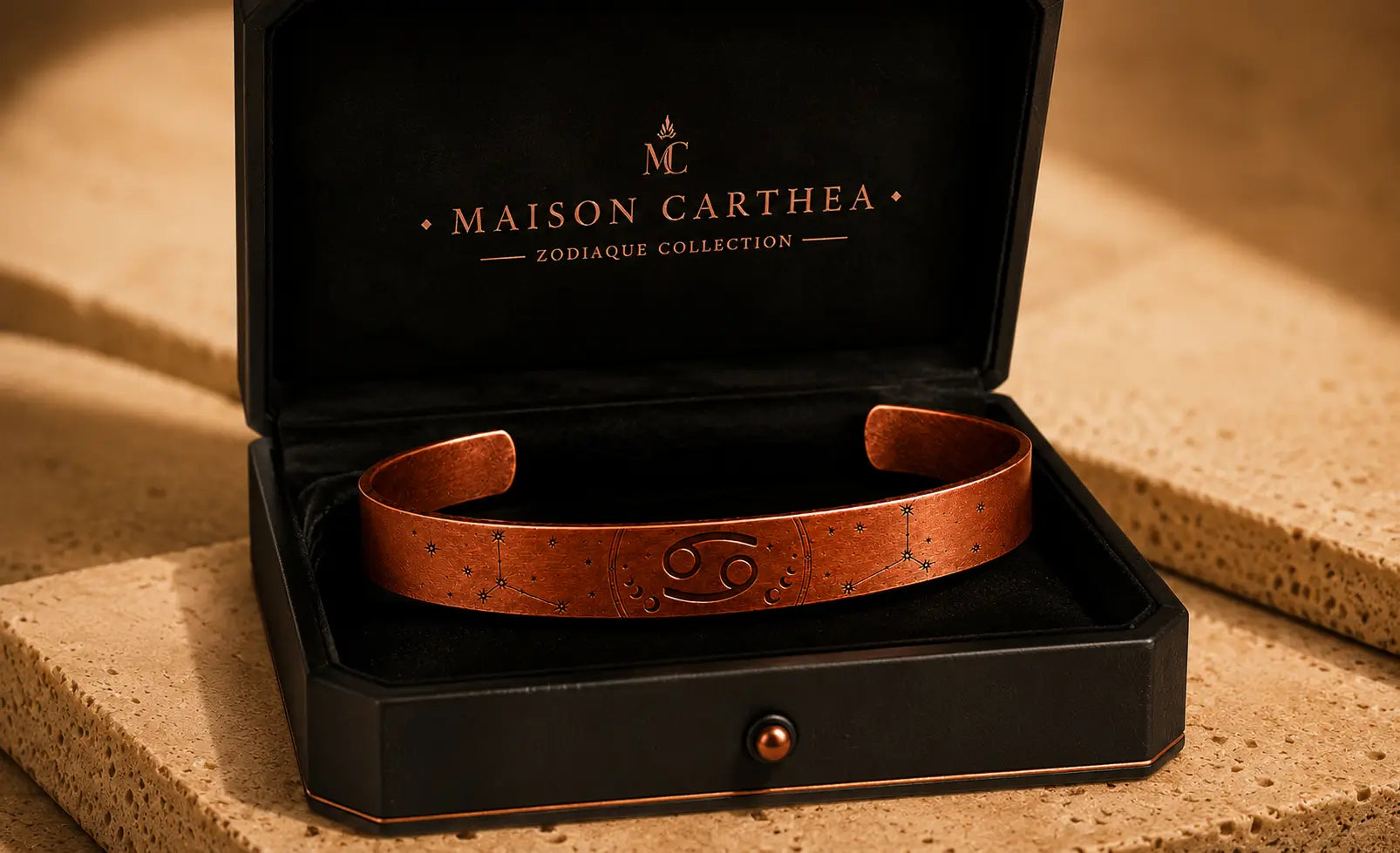 Bracelet Zodiaque Cancer en Cuivre Rouge