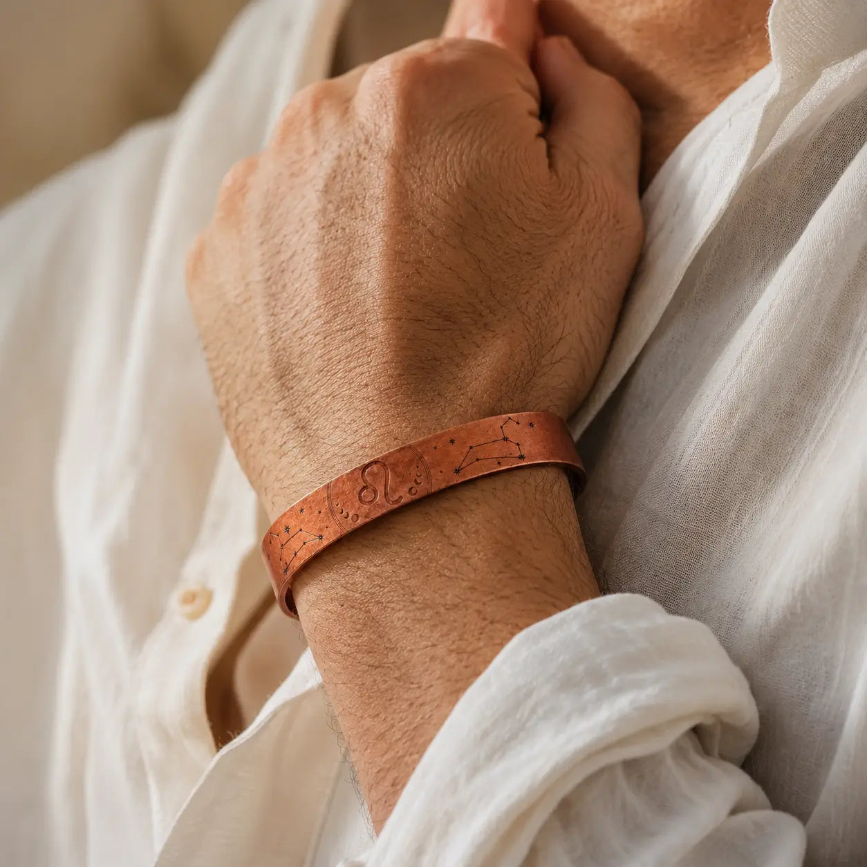 Bracelet Zodiaque Lion en Cuivre Rouge