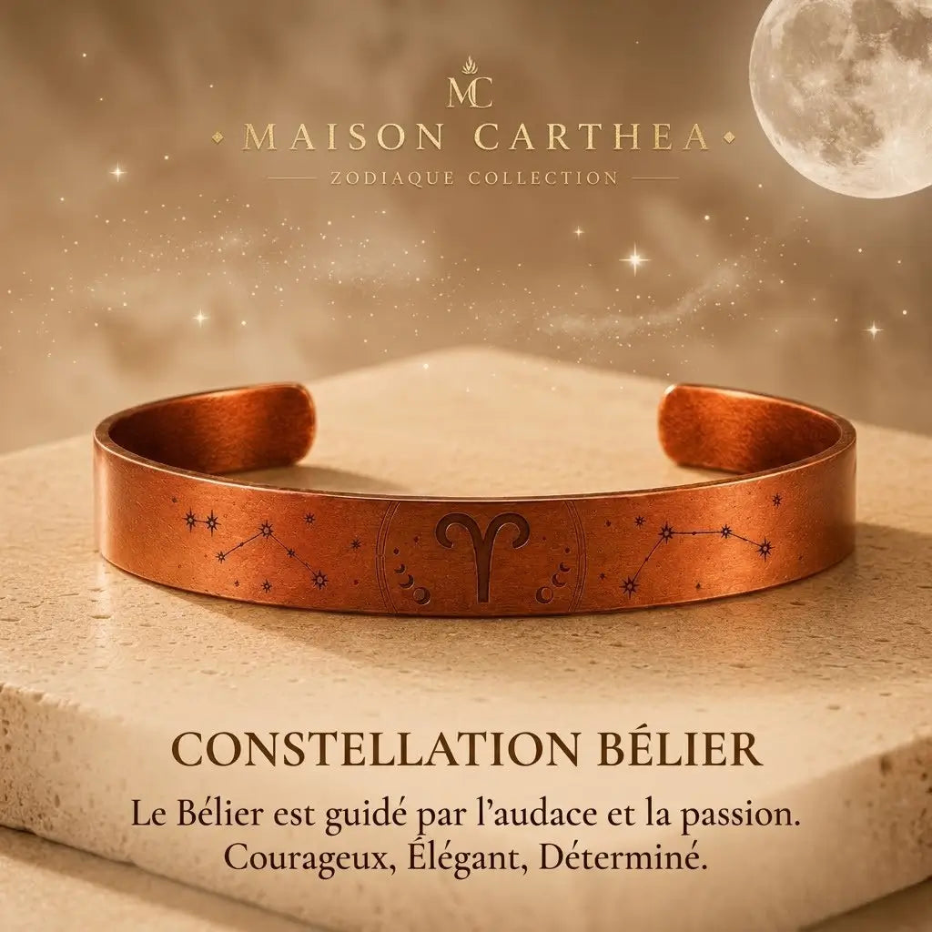 Bracelet Zodiaque Bélier en Cuivre Rouge